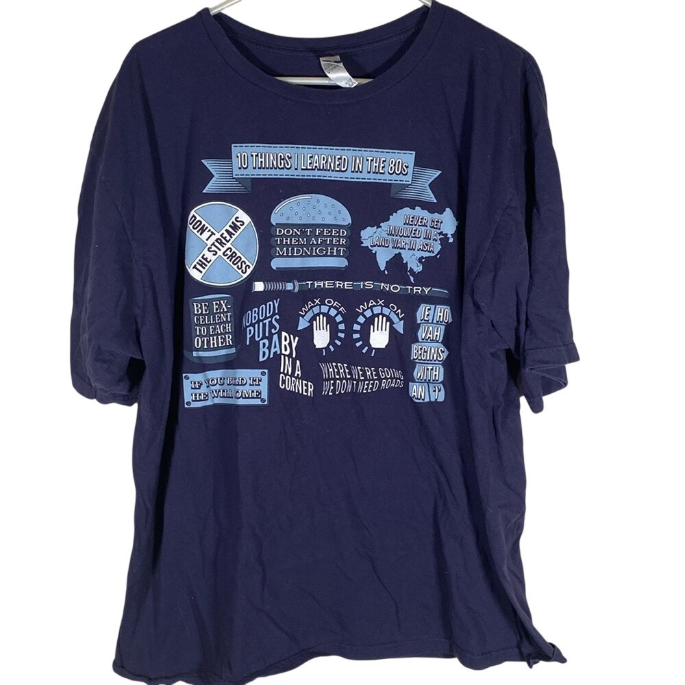 10 things I learned in the 80s retro t shirt blue size 2X 80s movies